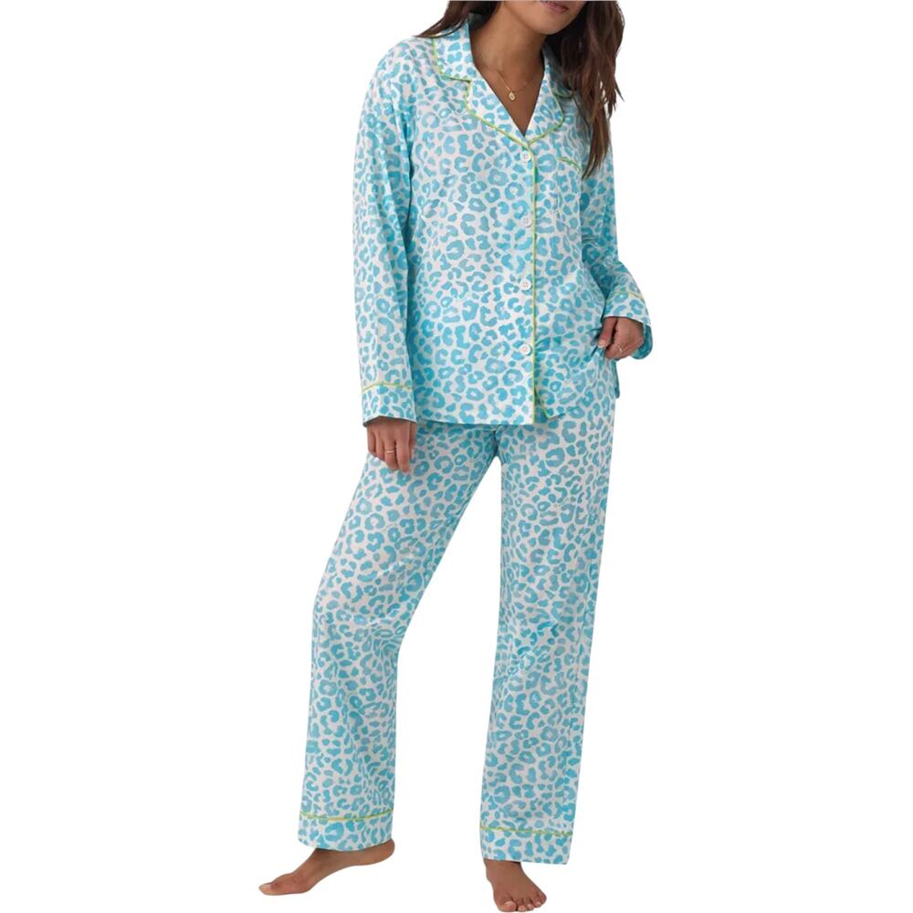 NWT Bedhead Turquoises Animal Print 100% Cotton L/S, Long Pajama Set Size Small - Picture 5 of 8